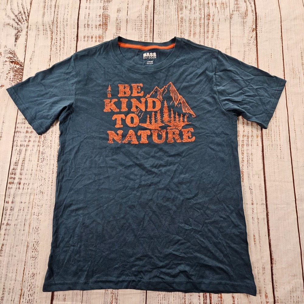 Be Kind to‎ Nature Bass Outdoor Blue Short Sleeve Cotton T-Shirt Youth L